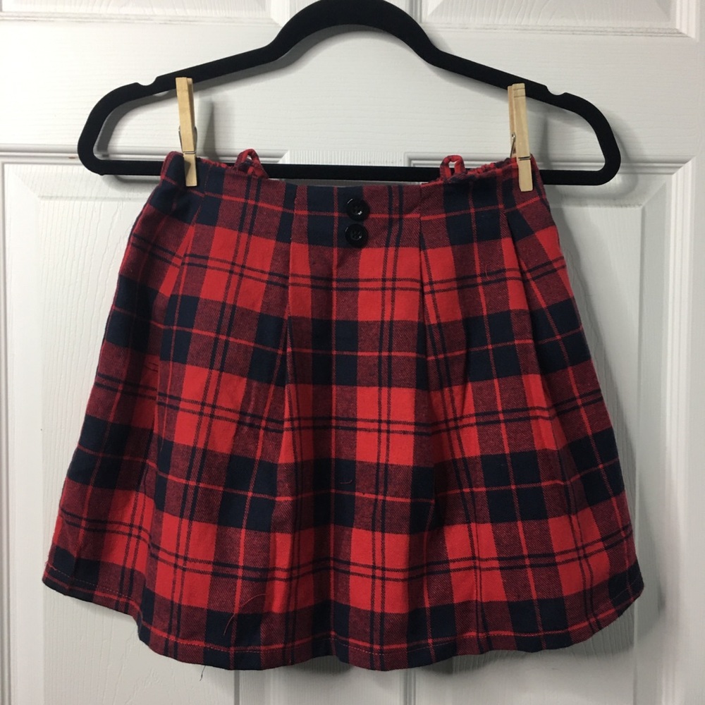 Women’s Red Plaid Skirt w/ Removable Suspenders